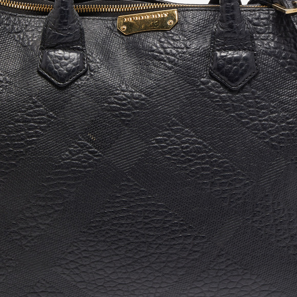 BURBERRY Black Embossed Check Leather Medium Dewsbury Tote - Picture 5 of 8